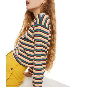 Topshop Rainbow Stripe Cotton Pullover 6US